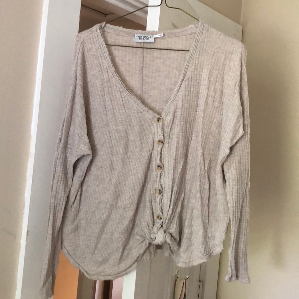 Front tie button down soft long sleeved
